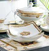 Bone China Deep Dinner Plate 10 Suit Plates 8-Inch Soup Plate For Home Salad Dish Creative Dinner Plate Square Angle Plate - Julia M LifeStyles