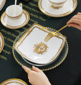 Bone China Deep Dinner Plate 10 Suit Plates 8-Inch Soup Plate For Home Salad Dish Creative Dinner Plate Square Angle Plate - Julia M LifeStyles