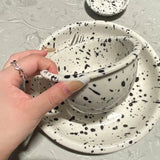 Japanese Style Retro Black White Spotted Ceramic Tableware Set - Julia M LifeStyles