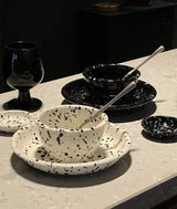 Japanese Style Retro Black White Spotted Ceramic Tableware Set - Julia M LifeStyles