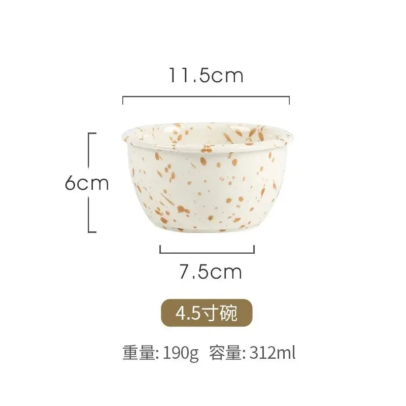 Japanese Style Ins Retro Irregular Black White Spotted Tableware High Aesthetic Value Ceramic Bowls Plates Sets Household Use - Julia M LifeStyles