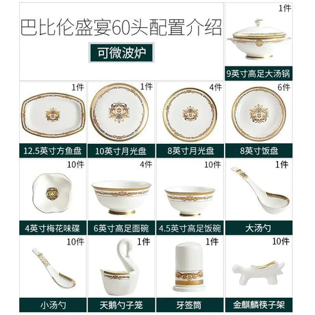 Accessible Luxury 60 Gifts European Style Hotel Bone China Tableware - Julia M LifeStyles