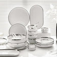 Elegant Silver-Edged Ceramic Dinner Set - Julia M LifeStyles