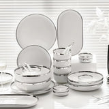 Elegant Silver-Edged Ceramic Dinner Set - Julia M LifeStyles