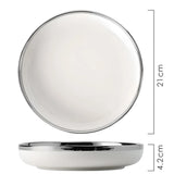 Elegant Silver-Edged Ceramic Dinner Set - Julia M LifeStyles