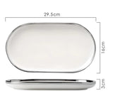 Elegant Silver-Edged Ceramic Dinner Set - Julia M LifeStyles