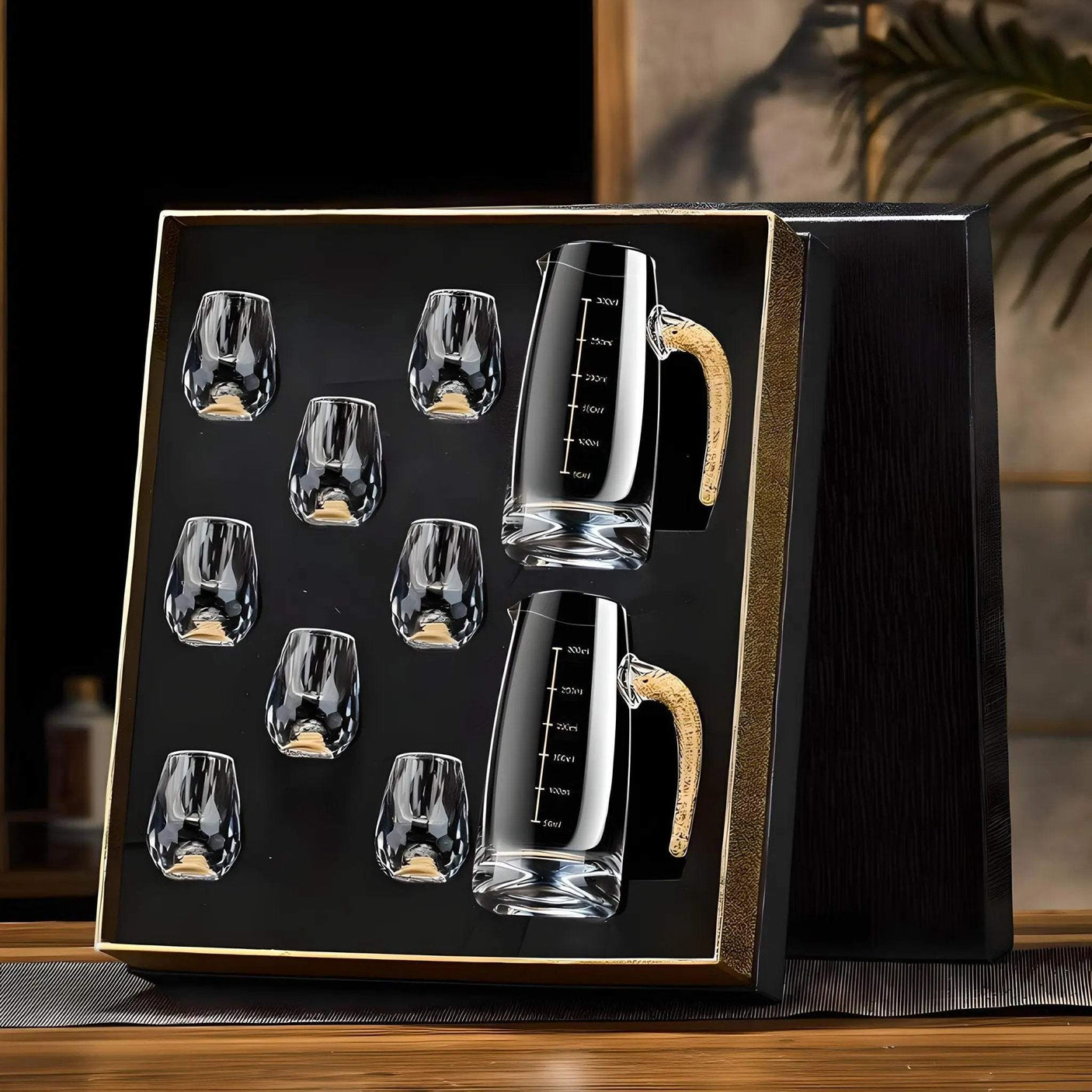 Crystal Elegance 10-piece white wine glass set with gold accents and crystal clarity