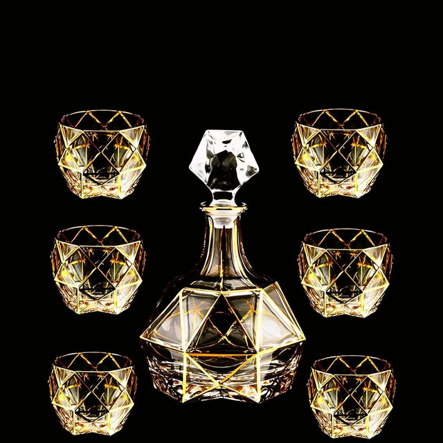 Gold-Lined Crystal Whisky & Wine Glass Set - Julia M LifeStyles