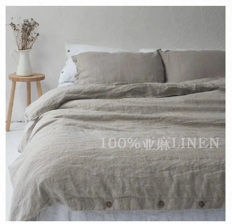 Pure Linen Duvet Cover Set - Double Bed Quilt Cover with Pillowcases - Julia M LifeStyles