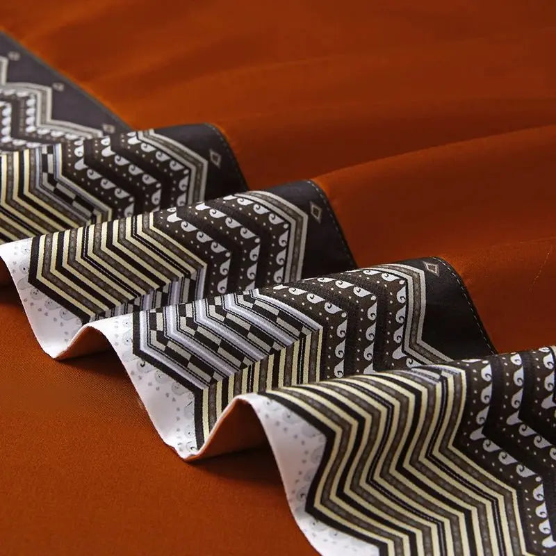 Delicate Sea Wave Orange 4-Piece Cotton Bedding Set - Julia M LifeStyles