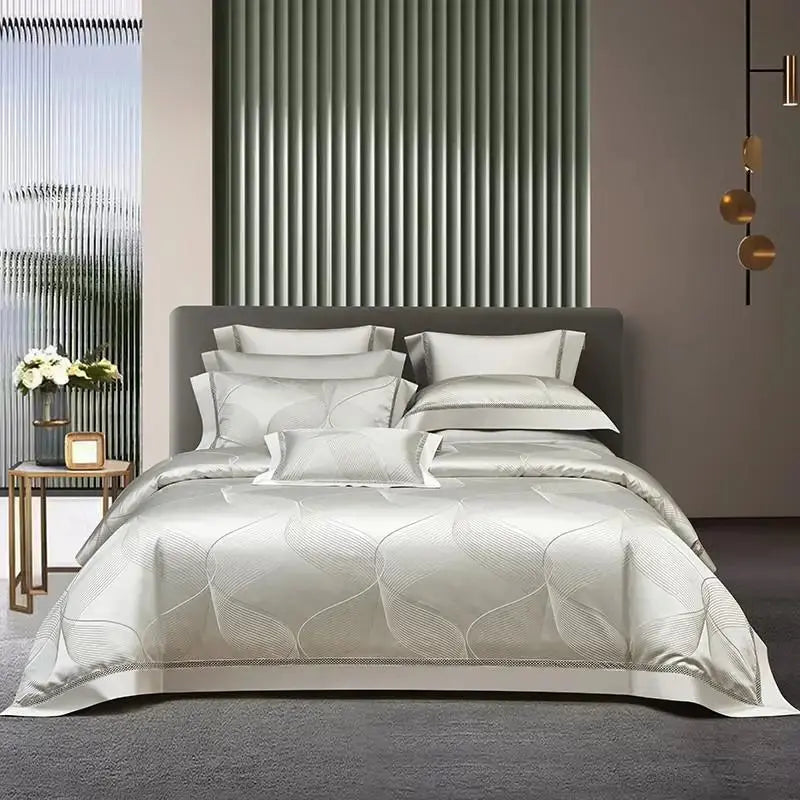 Silk-Like Satin 4-Piece Duvet Cover Set with Double Stitching & Pillowcases - Julia M LifeStyles