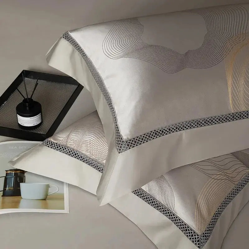 Silk - Like Satin 4 - Piece Duvet Cover Set with Double Stitching & Pillowcases - Julia M LifeStyles
