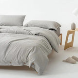 Ultra Soft 100% Washed Cotton Grey Stripe Duvet Cover Set with Sheet & Pillowcases - Julia M LifeStyles