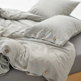 Ultra Soft 100% Washed Cotton Grey Stripe Duvet Cover Set with Sheet & Pillowcases - Julia M LifeStyles