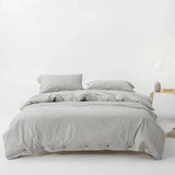 Ultra Soft 100% Washed Cotton Grey Stripe Duvet Cover Set with Sheet & Pillowcases - Julia M LifeStyles