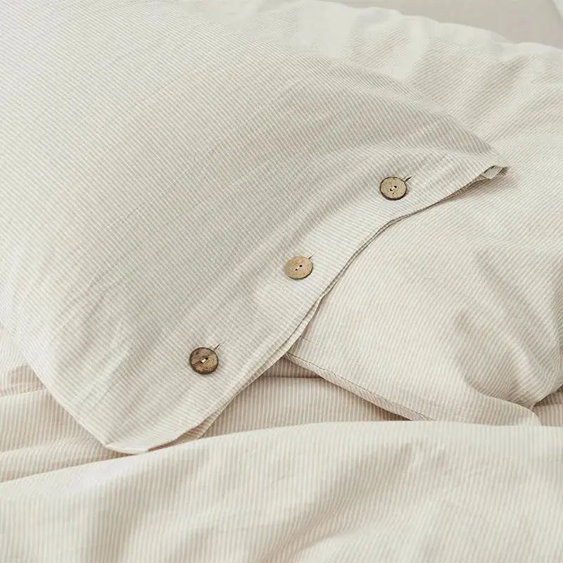 Ultra Soft 100% Washed Cotton Grey Stripe Duvet Cover Set with Sheet & Pillowcases - Julia M LifeStyles