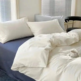 New Hotel White Duvet Cover Queen King Size Quilt Covers Four Seasons Simple Bedding Soft Skin-friendly Bedclothes Double Single - Julia M LifeStyles