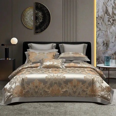 Silk-Like Satin 7-Piece Duvet Cover Set with Double Stitching & Pillowcases - Julia M LifeStyles