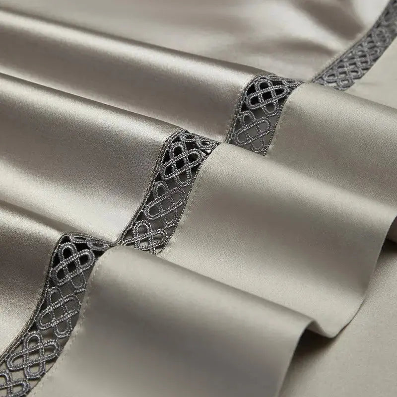 Silk - Like Satin 7 - Piece Duvet Cover Set with Double Stitching & Pillowcases - Julia M LifeStyles