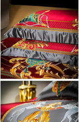 European Embroidery palace style silk cotton bedspread set on 1.8M bed with elegant embroidery and satin weave