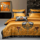 European embroidery silk cotton bedspread set for 1.8M bed with palace style design