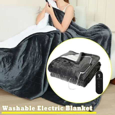 Flannel & Sheepskin Electric Blanket with 9 Heat Settings and Auto Shut-Off - Julia M LifeStyles