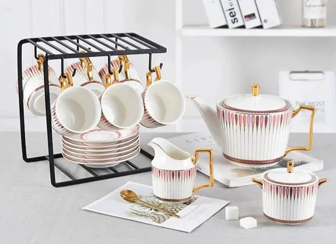 Luxury European-Style Bone China Tea Set for Six - Julia M LifeStyles
