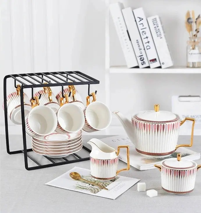 Luxury European-Style Bone China Tea Set for Six - Julia M LifeStyles
