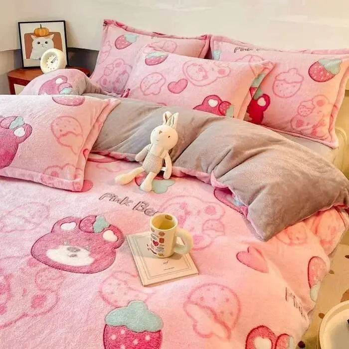 Warm Heart Flannel Fleece Duvet Cover Set - Julia M LifeStyles