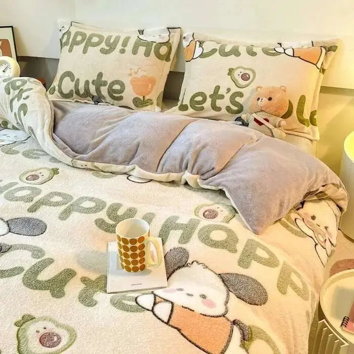 Warm Heart Flannel Fleece Duvet Cover Set - Julia M LifeStyles