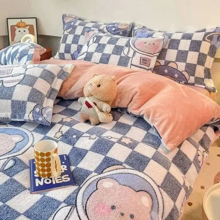 Warm Heart Flannel Fleece Duvet Cover Set - Julia M LifeStyles