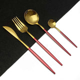 24Pcs/set Stainless Steel Black Gold/Black Cutlery set - Julia M LifeStyles