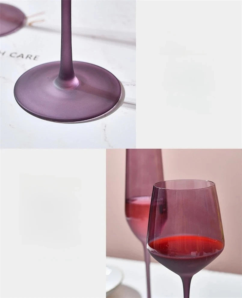 Purple Frosted Glass Wine Goblet: Elegant Champagne Cup Julia M Home & Kitchen
