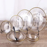 Glass Cutlery Salad Bowl Dinner Plate Soup Bowl Golden Edge Flat Plate Dinnerware Transparent Food Tray Glass Tableware 1pcs - Julia M LifeStyles