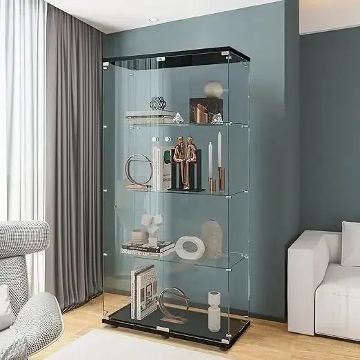 Modern White Floor Standing Glass Display Cabinet with 4 Dividers - Julia M LifeStyles