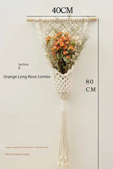 Hand-Woven Cotton Rope Tapestry with Dried Flower Pocket - Julia M LifeStyles