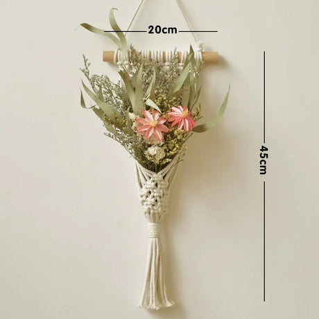 Hand-Woven Cotton Rope Tapestry with Dried Flower Pocket - Julia M LifeStyles