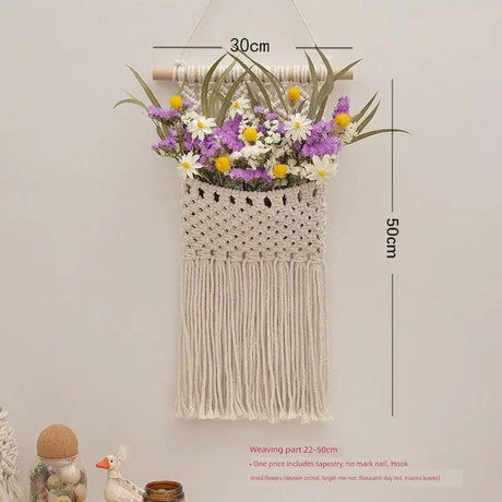 Hand-Woven Cotton Rope Tapestry with Dried Flower Pocket - Julia M LifeStyles