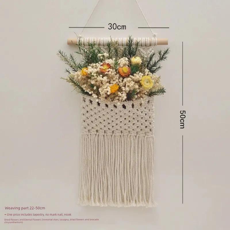 Hand-Woven Cotton Rope Tapestry with Dried Flower Pocket - Julia M LifeStyles