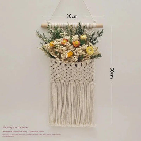 Hand-Woven Cotton Rope Tapestry with Dried Flower Pocket - Julia M LifeStyles