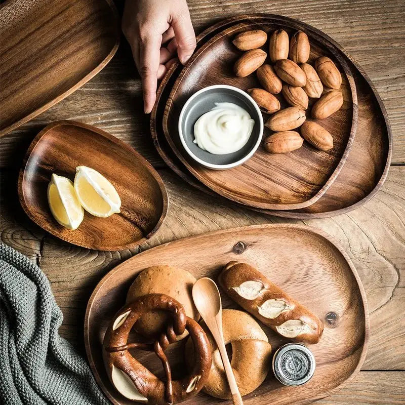 Handcrafted Irregular Oval Wood Plate Set - Julia M LifeStyles