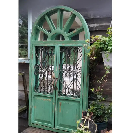 Handmade Vintage Arched Window Mirror in Blue Green White - Julia M LifeStyles