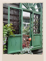 Handmade Vintage Arched Window Mirror in Blue Green White - Julia M LifeStyles