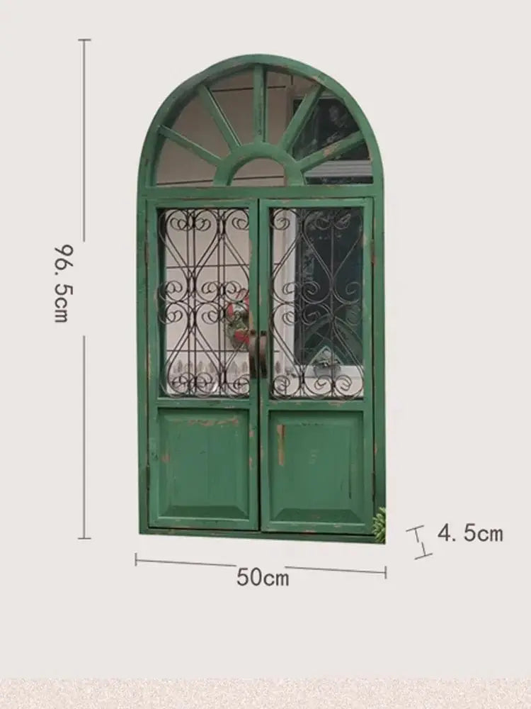 Handmade Vintage Arched Window Mirror in Blue Green White - Julia M LifeStyles