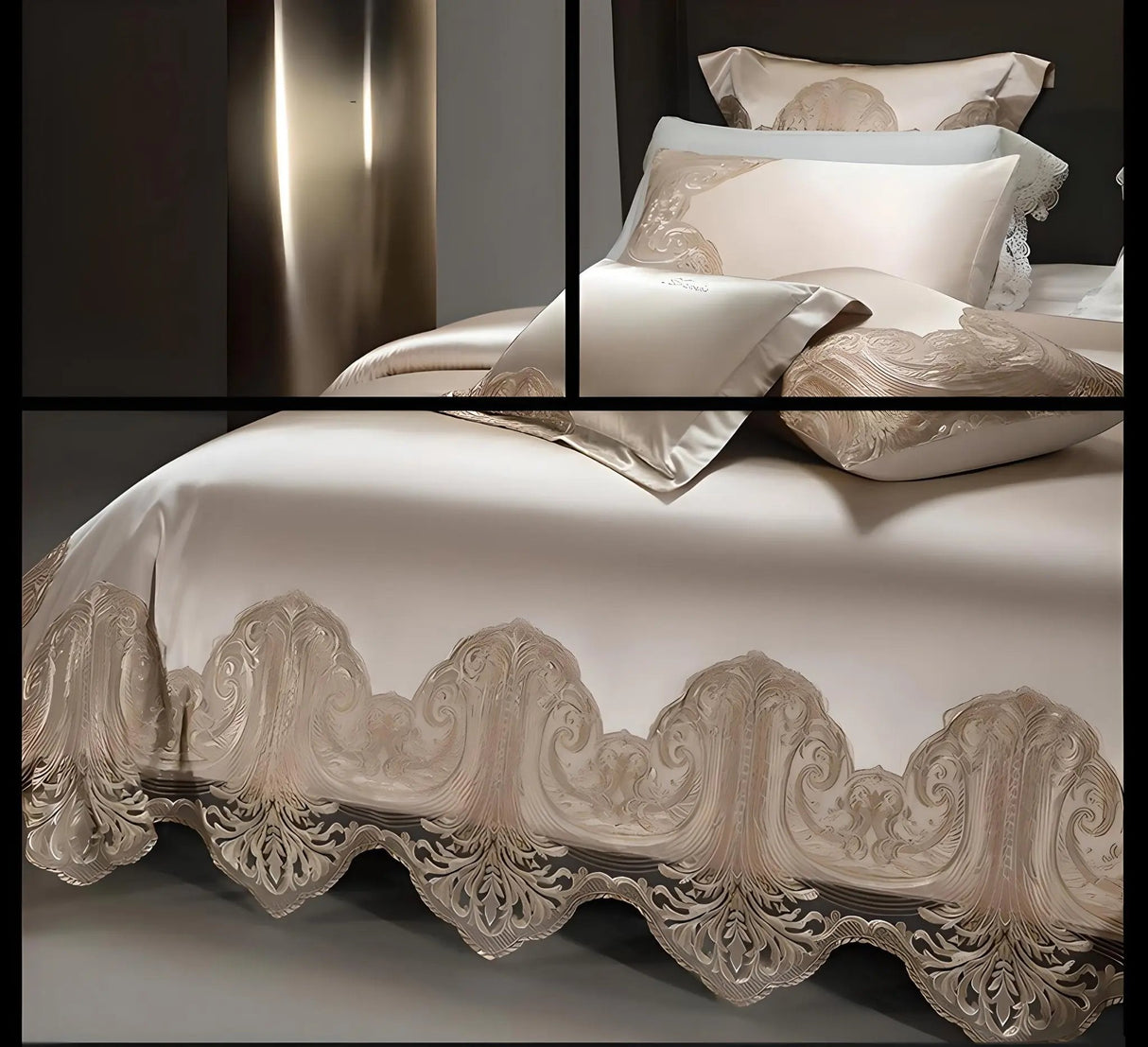Luxury Pure Cotton Lace Bedding Set - Four-Piece European Style - Julia M LifeStyles