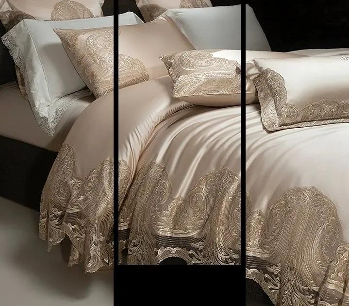 Luxury Pure Cotton Lace Bedding Set - Four-Piece European Style - Julia M LifeStyles