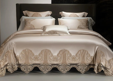 Luxury Pure Cotton Lace Bedding Set - Four-Piece European Style - Julia M LifeStyles
