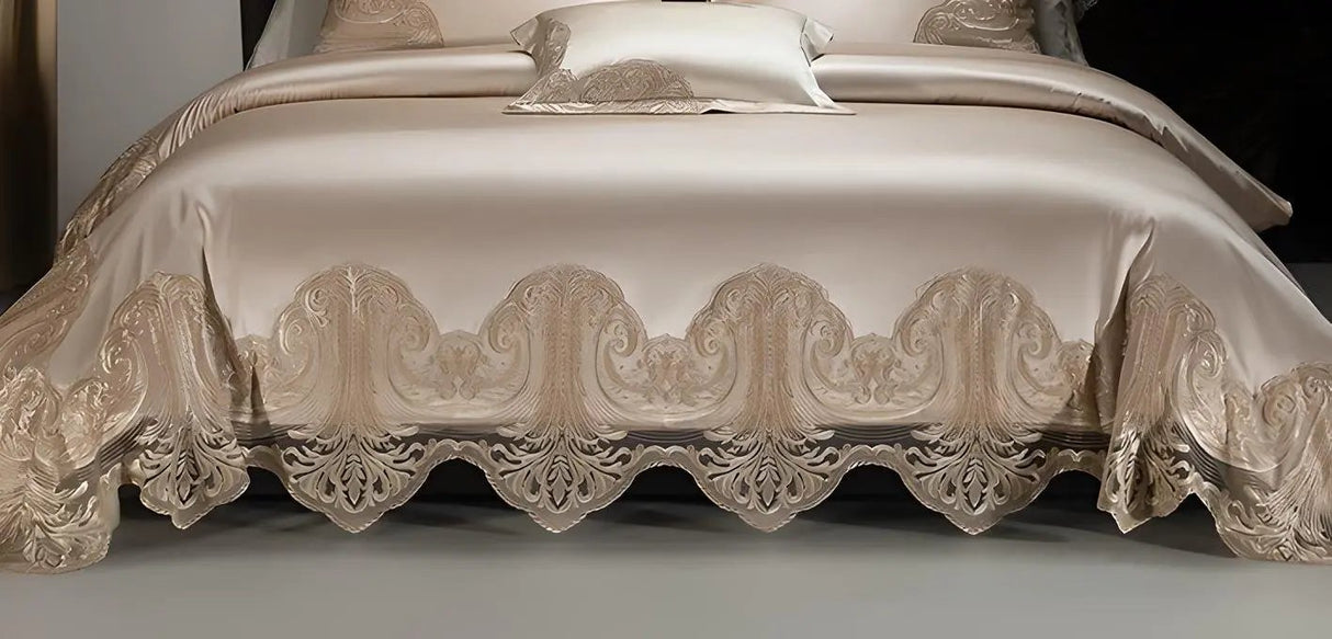 Luxury Pure Cotton Lace Bedding Set - Four-Piece European Style - Julia M LifeStyles