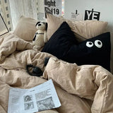 Ins washed cotton solid color four-piece suit can sleep naked in student dormitory 4 three-piece quilt cover - Julia M LifeStyles