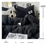 Ins washed cotton solid color four - piece suit can sleep naked in student dormitory 4 three - piece quilt cover - Julia M LifeStyles